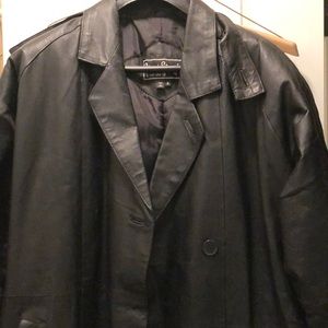 Men’s long leather coat